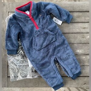 BabyGap Blue Sherpa Half-Zip One Piece 6-12M